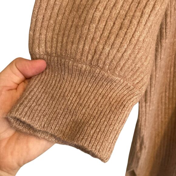 Fat Face Knit Dress Womens Size 16 Tan Moc Neck Bishop Sleeve Knee Length Loose - Picture 14 of 16